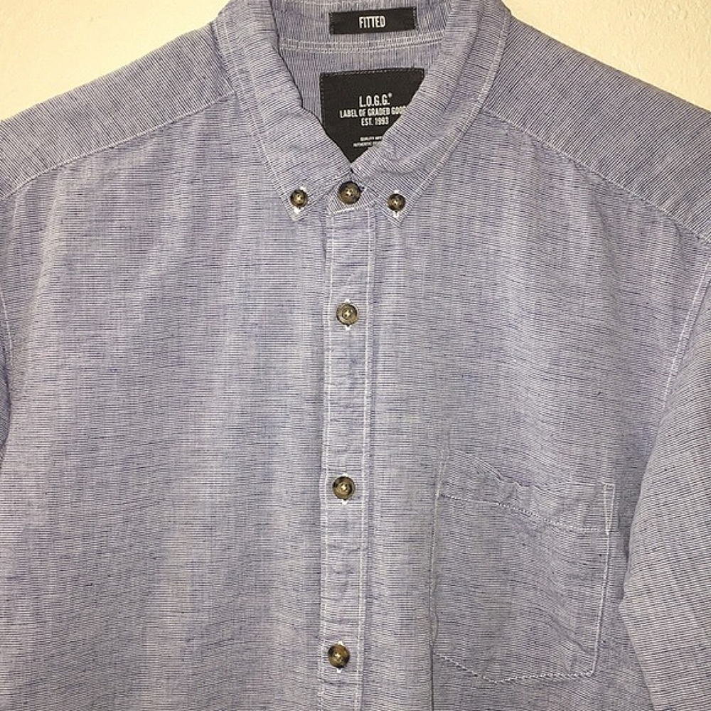 3 for $15/ **H&M • Fitted Pinstriped Button-Up WITH FLAW - Picture 2 of 7